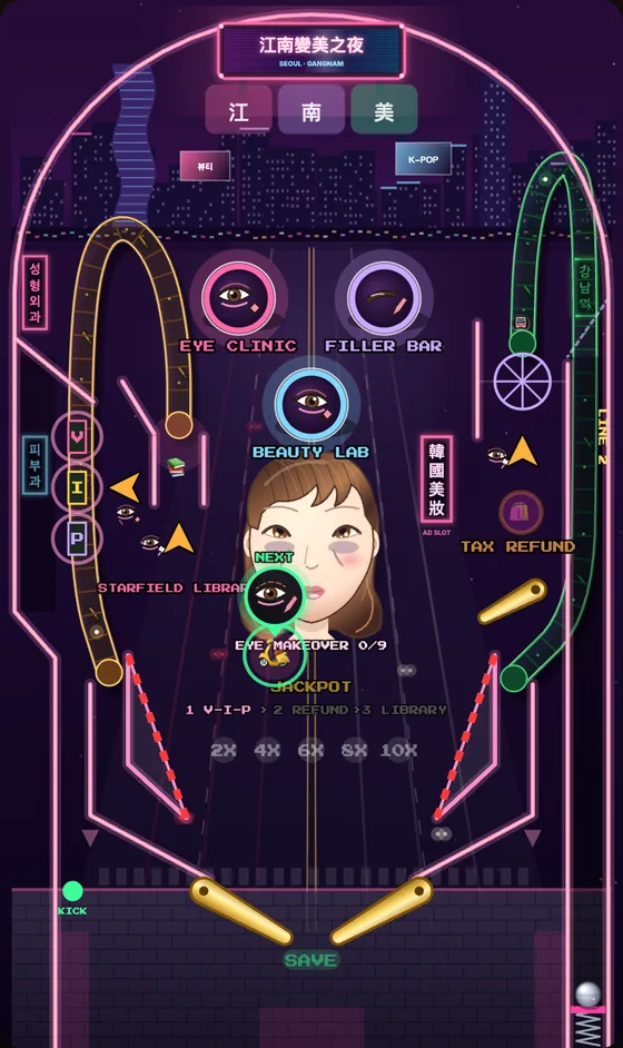 Seoul Glow-Up Night pinball table